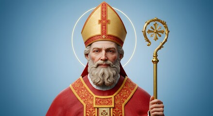 Saint with Gold Staff and Halo