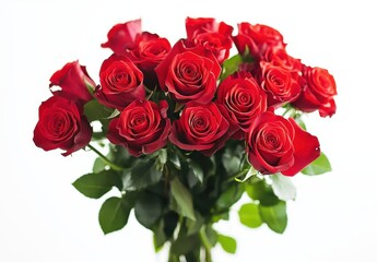 Beautiful bouquet of fresh red roses arranged elegantly, symbolizing love and romance, perfect for gifts and celebrations or home decor and floral arrangements
