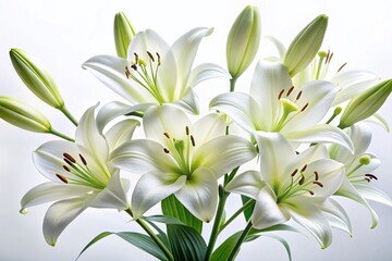 Fototapeta premium Minimalist White Lilies: Elegant Floral Still Life Photography