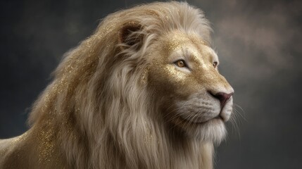Majestic Golden Lion: A Regal Portrait in Dreamy Light