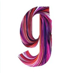 Vibrant abstract letter 'g' created with colorful swirling patterns on a white background