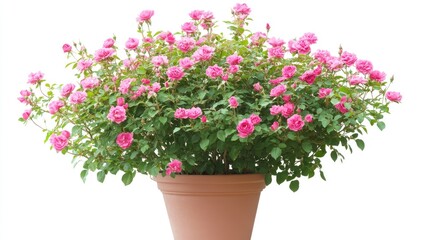 Bountiful Pink Roses in a Terracotta Pot for Home Decor Delight