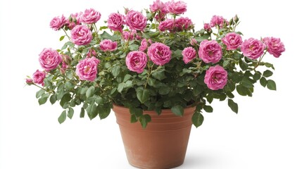 Vibrant Pink Roses in a Decorative Pot for Home and Garden Decor