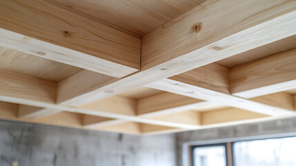 Wooden Ceiling Beams in Construction