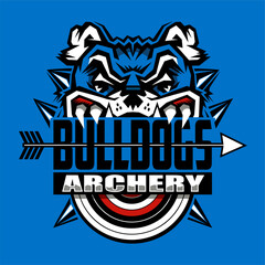 archery team design with bulldog mascot for school, college or league sports