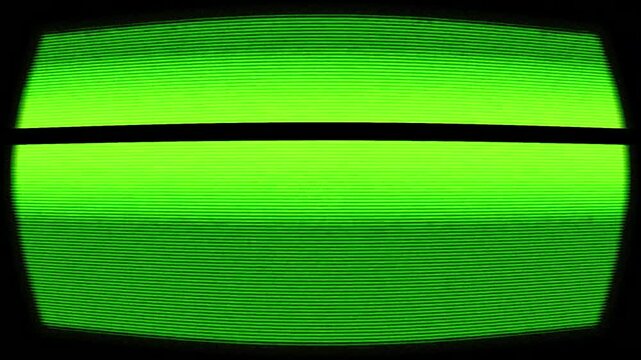 dynamic fish eye composition of a green screen horizontal glitch, old classic look tv monitor, with black frame, chroma key textured motion graphics animation mockup gradient noise template