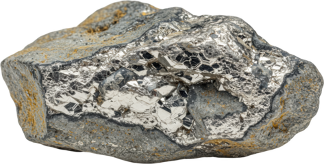 Stunning Silver Colored Arsenopyrite Crystals Embedded in Grey Matrix Rock Specimen