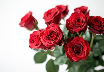 Beautiful Red Roses Bouquet on a Soft Background, Perfect for Celebrations, Romantic Occasions, and Floral Arrangements