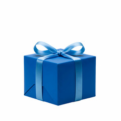 Obraz premium Blue Gift Box with Ribbon Present Birthday Holiday Package Image