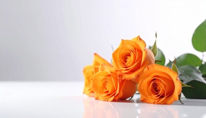 orange roses on a white  background