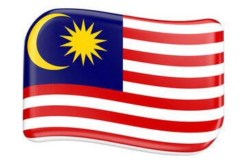 3D icon of Malaysia flag waving