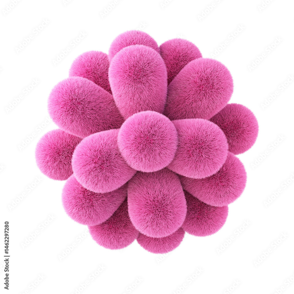 Canvas Prints pink abstract fluffy shape. 3d design element isolated on white background.