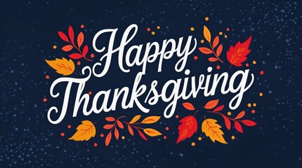 Happy Thanksgiving Greeting with Leaves