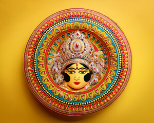 Obraz premium Ultra-detailed photo of a Bollywood movie poster with colorful design, centered on pastel yellow background