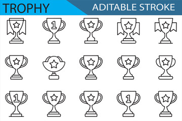 Collection of Editable Trophy Icons for Achievement and Victory