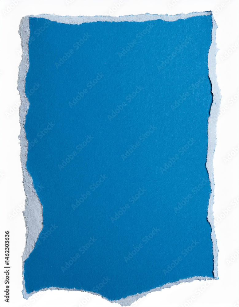 Poster torn piece of paper with blue color on white background. abstract design element.