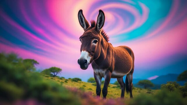 Donkey Pasturing on Equus africanus asinus