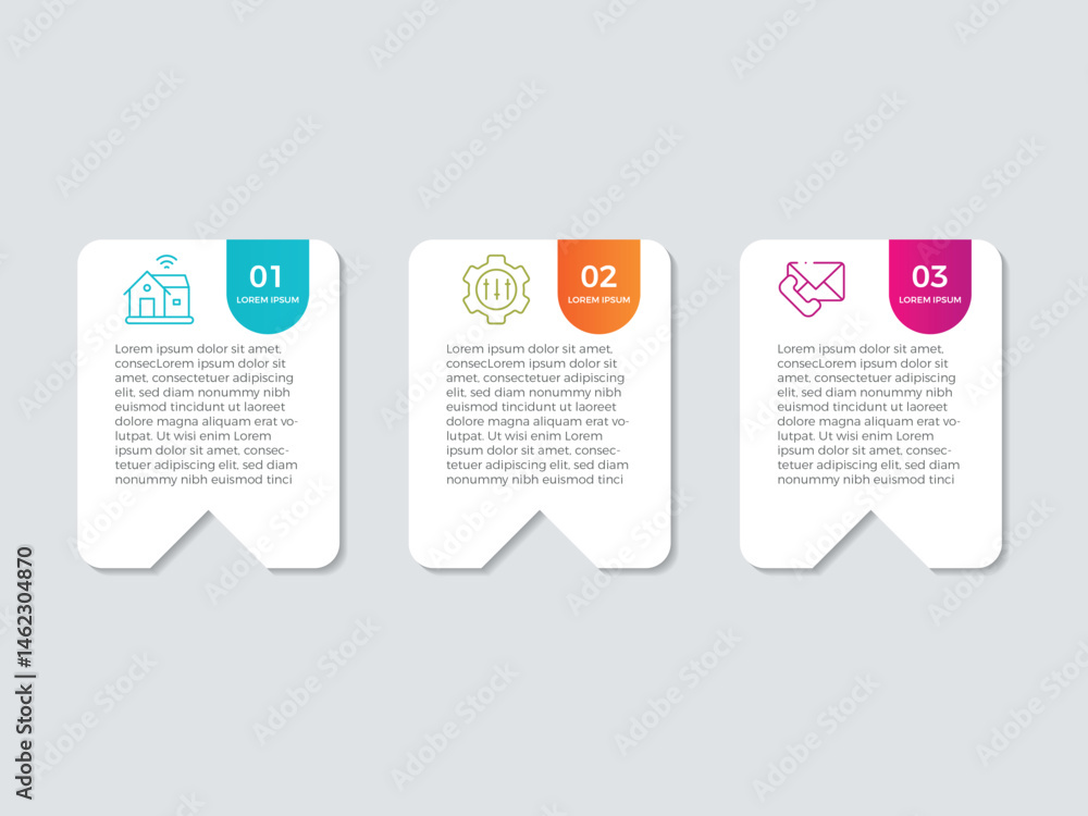 Poster 3 steps business data visualization timeline process infographic template design with icons