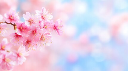 Delicate pink cherry blossoms in soft focus
