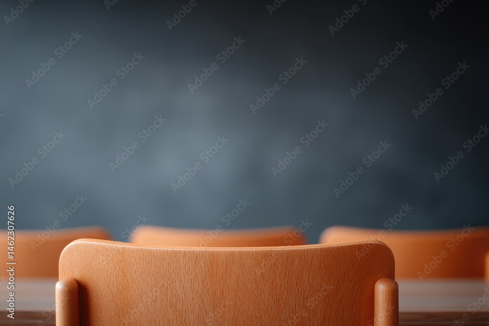 Poster tidy unoccupied classroom with empty chairs and large blackboard with ample copy space capture essen