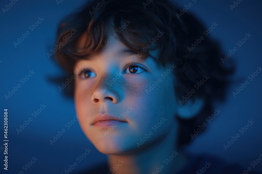 Poster young gamer intensely playing on console in empty room minimalistic design with ample copy space