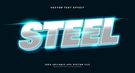Steel 3d Metallic Style editable text effect Template