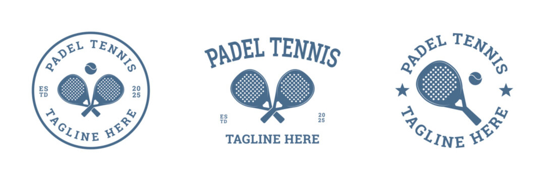 set vintage padel tennis logo vector illustration badge design