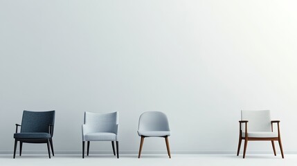 Fototapeta premium Elegant Modern Chairs Displayed Against Minimalist Wall Background