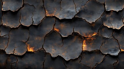Intricate texture of cracked, fiery surface.