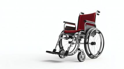Fototapeta premium Red Wheelchair on White Background