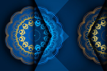Symmetrical Blue Yellow Mandalas on Dark Background

