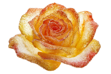 Glittery Golden Rose Flower on Transparent Background