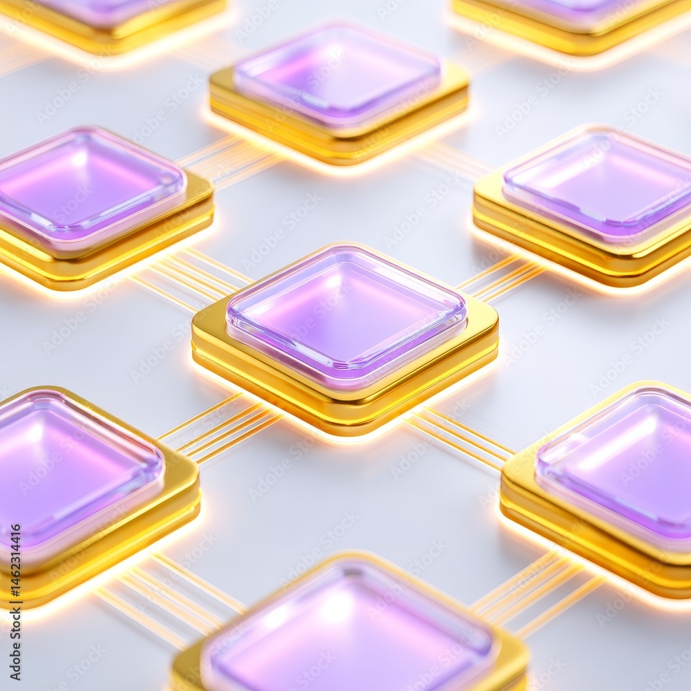 Poster advanced nanotech chips alignment high-tech laboratory digital art isometric view futuristic concept