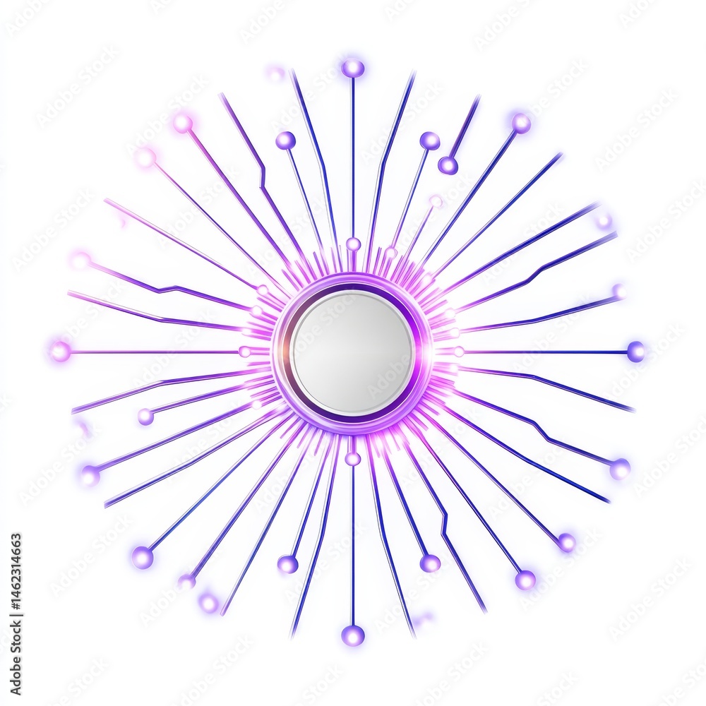 Poster modern microchip icon design technology hub graphic artwork digital environment centered viewpoint i