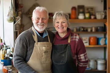 A retired couple who has set up their own business, generated AI