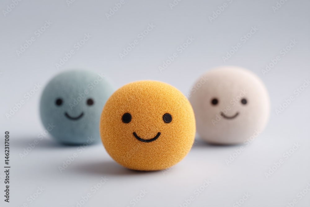 Aufkleber minimalistic arrangement of assorted colorful emojis on plain white background with ample copy space
