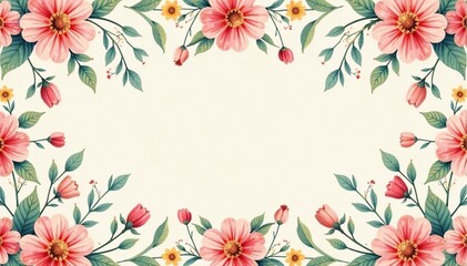 Small scale repeating floral motif, pastel hues, white, seamless