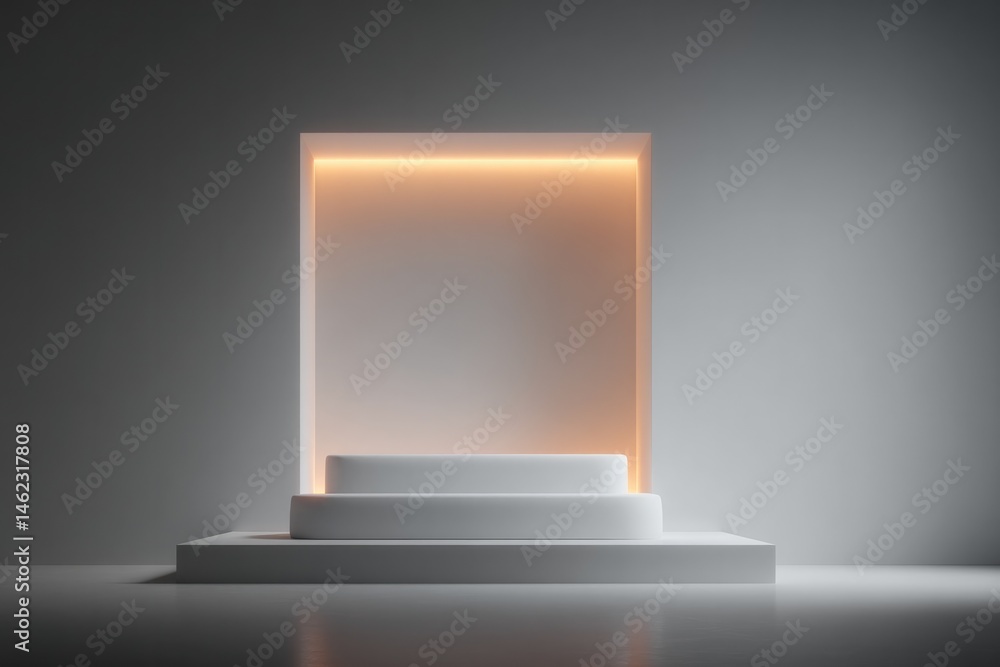 Aufkleber minimalistic empty podium with prominent frame stands center stage front and center capturing attent