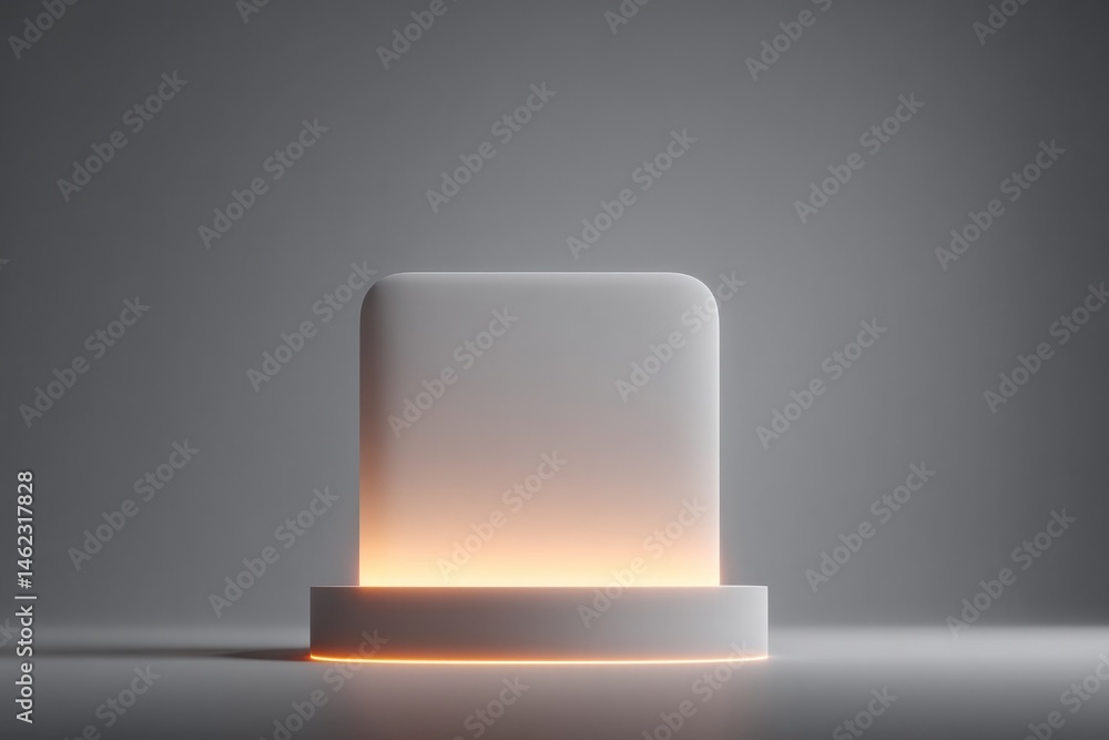 Poster minimalistic empty podium with sleek frame in soft lighting