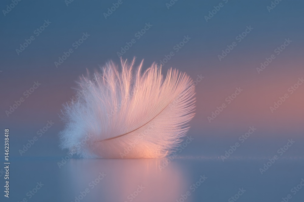 Poster minimalistic image capturing essence of forgiveness featuring single white feather gently resting on