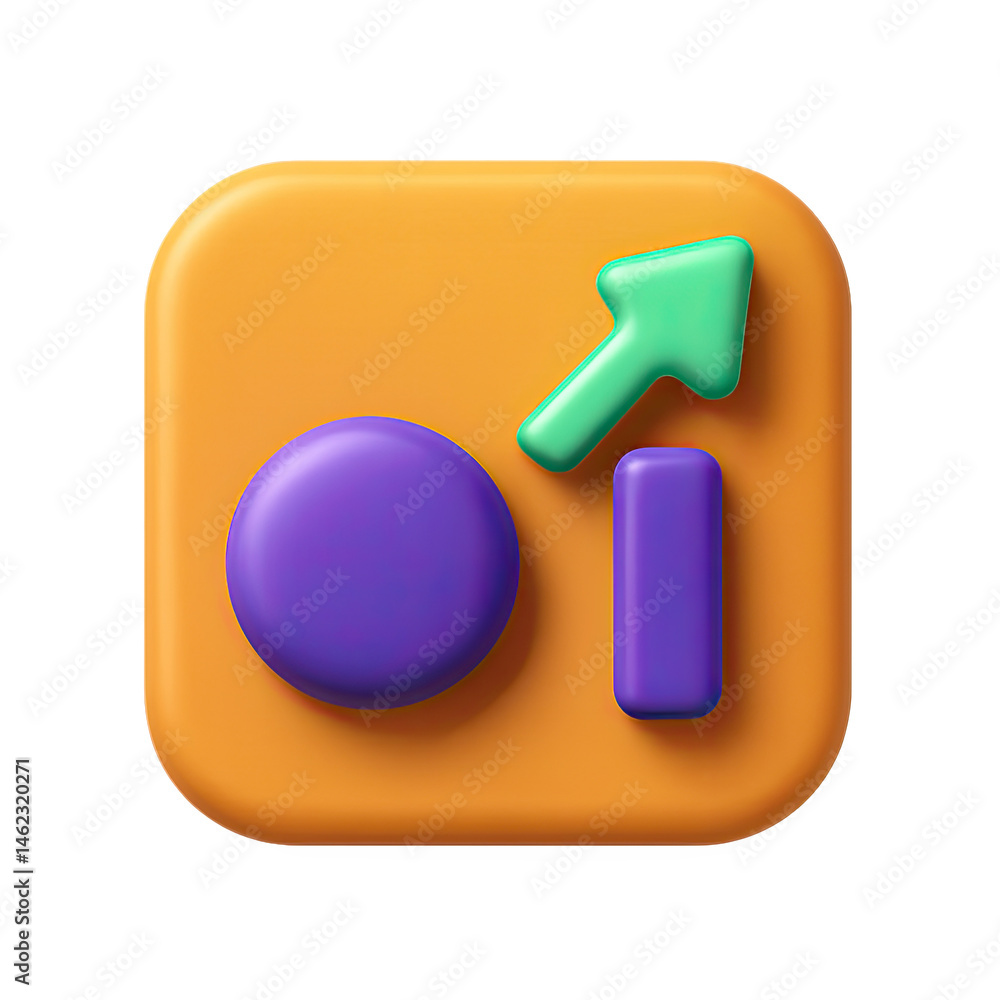 Poster 3d abstract app icon design with geometric shapes and gradient colors
