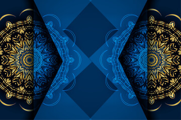 Elegant Mandala Artwork in Blue Gold and Black

