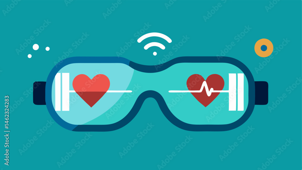 Poster smart glasses with augmented reality a person wearing smart glasses displaying health metrics like h
