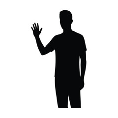 Man standing and waving with his hand Silhouette
