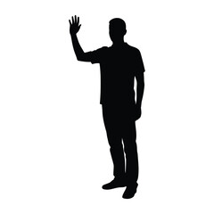 Man standing and waving with his hand Silhouette