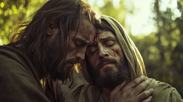 Jesus Christ Heals a Leper and Comforts Him