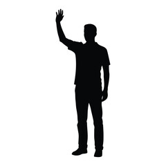 Man standing and waving with his hand Silhouette