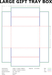 Detailed vector diagram of a large gift tray box template with measurements