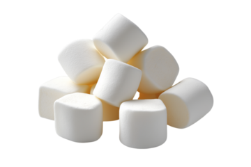 pile of white marshmallows isolated on transparent background Generative Ai.
