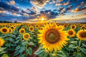 Obraz premium Panoramic View of Abundant Sunflowers and Their Seeds